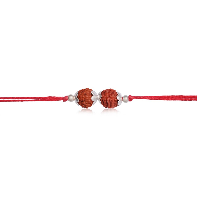 925 Sterling Silver Double Rudraksha Rakhi - Image 4