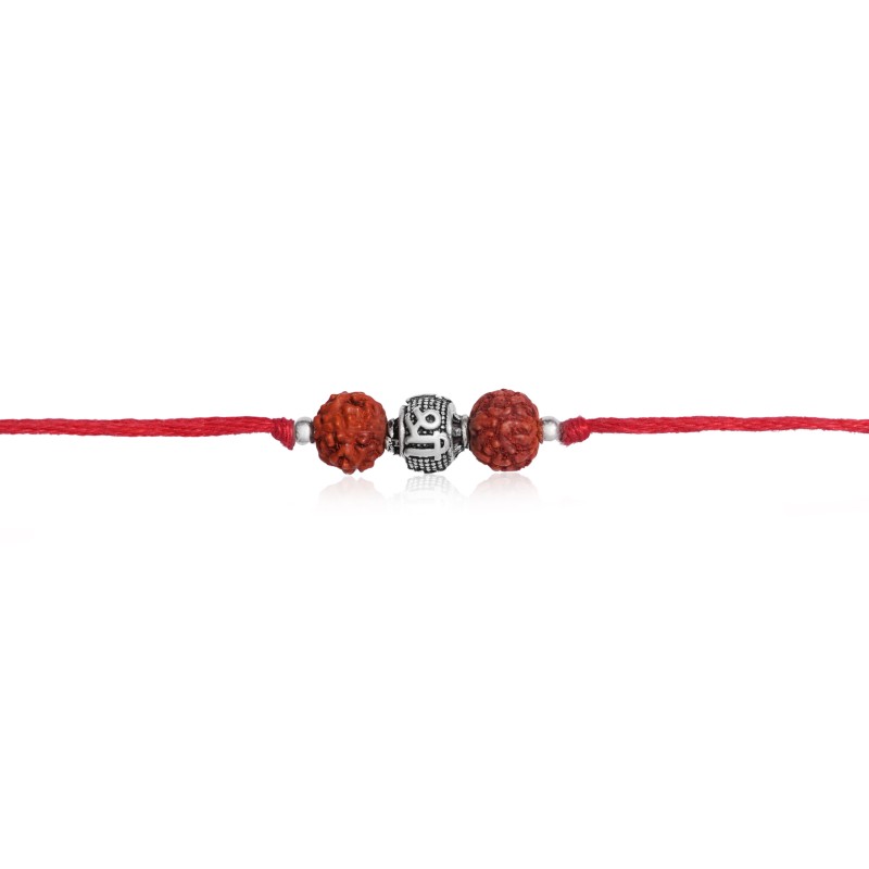 925 Sterling Silver Om Rudraksha Rakhi - Image 4